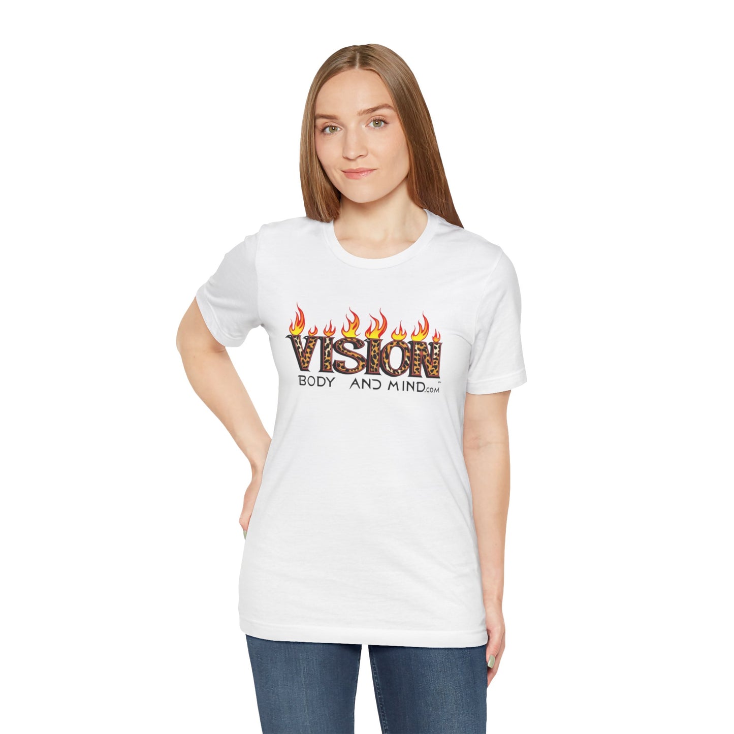 Vision Body and Mind Unisex Jersey Tee - Motivational Flame Design