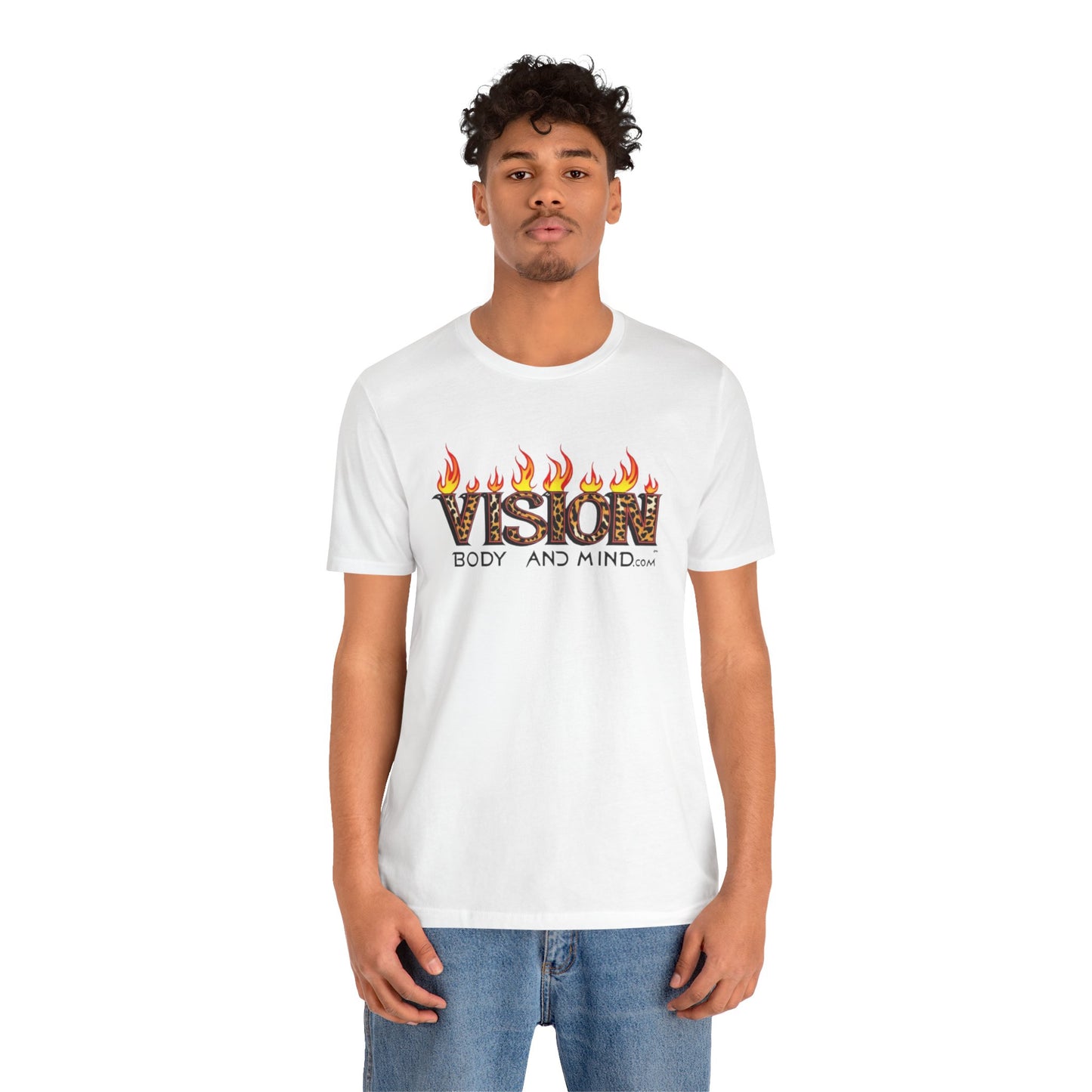 Vision Body and Mind Unisex Jersey Tee - Motivational Flame Design