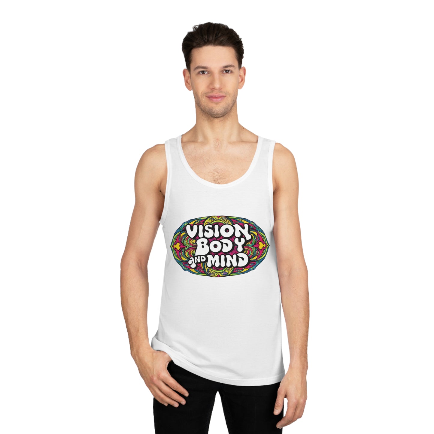 Vision Body and Mind Unisex Softstyle™ Tank Top - Comfortable Summer Wear for Mindfulness & Wellness