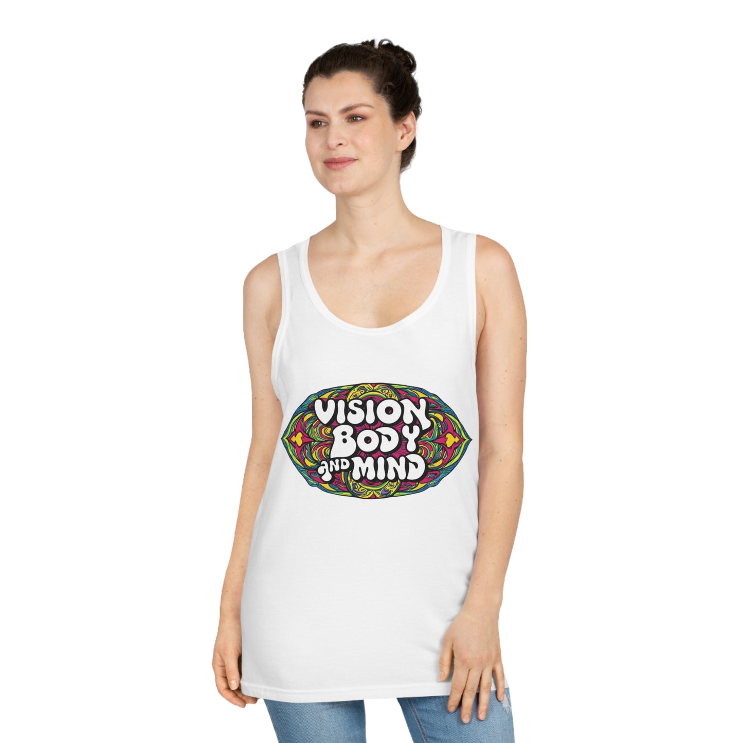 Vision Body and Mind Unisex Softstyle™ Tank Top - Comfortable Summer Wear for Mindfulness & Wellness