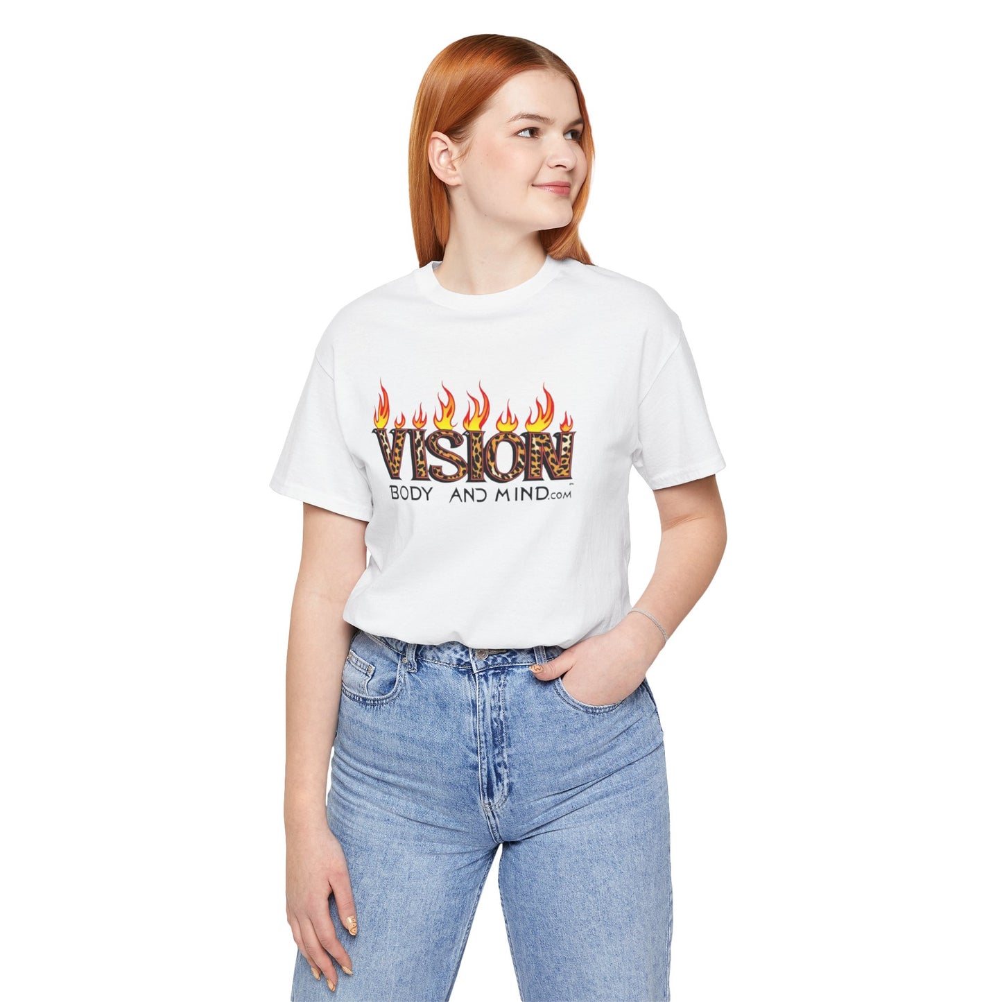 Vision Body and Mind Unisex Jersey Tee - Motivational Flame Design