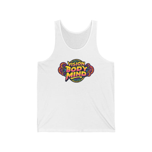 Vision Body Mind Unisex Jersey Tank - Vibrant Graphic Tank Top for Mindfulness and Wellness